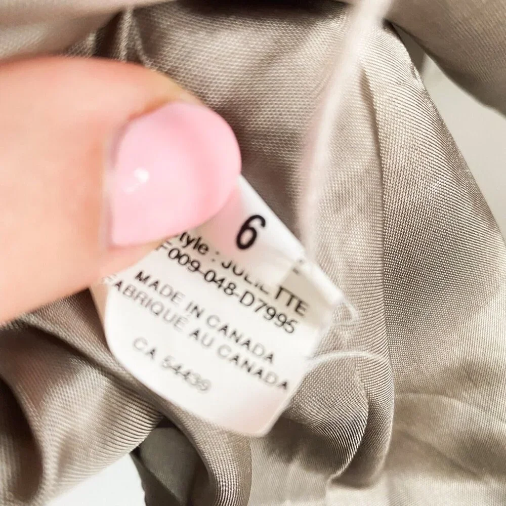 Brose Grey Silk Ostrich Feathers Short Sleeveless Cocktail Dress 6 - Picture 7 of 9